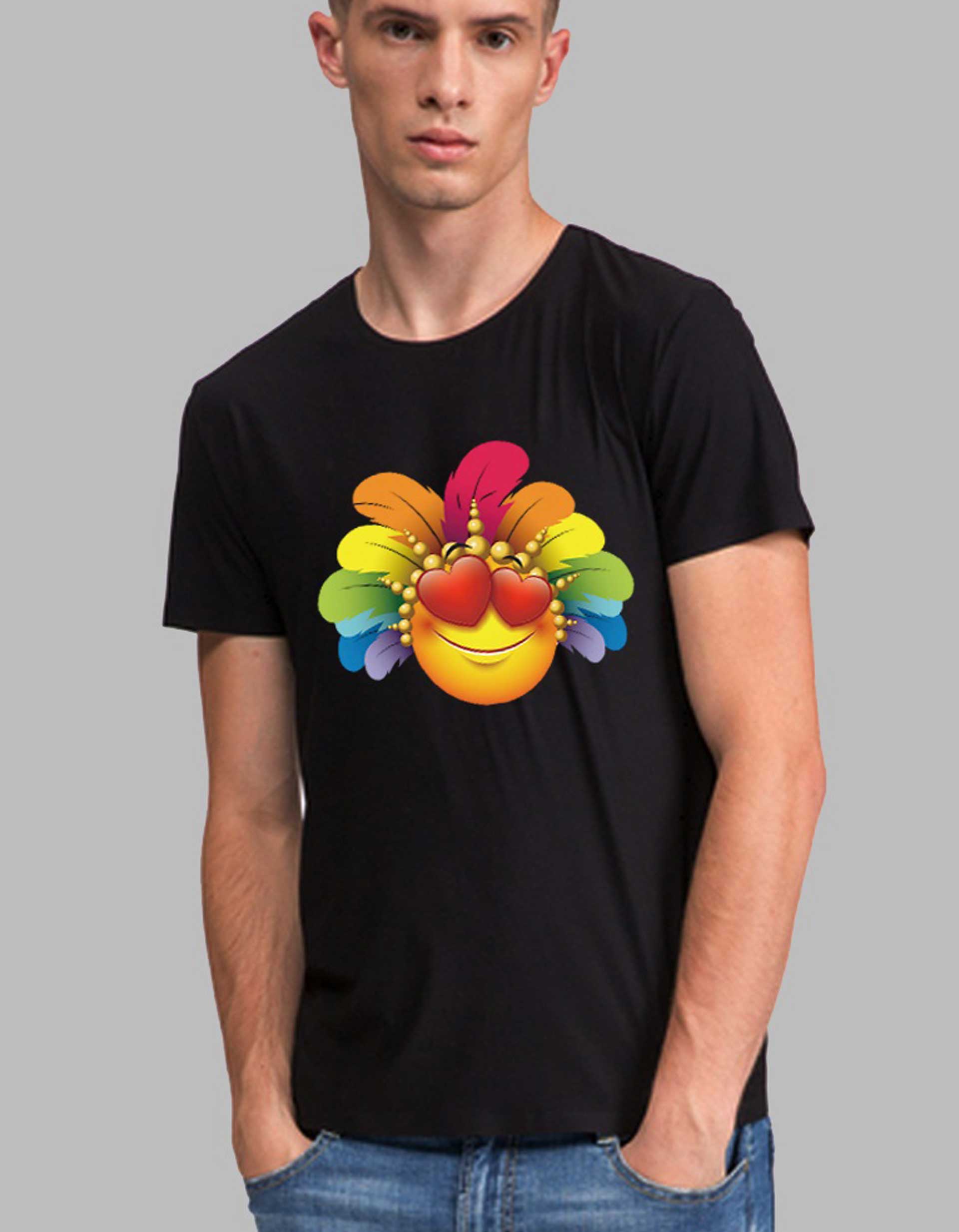 Smiley Face With Wing Printed T-Shirt For Men