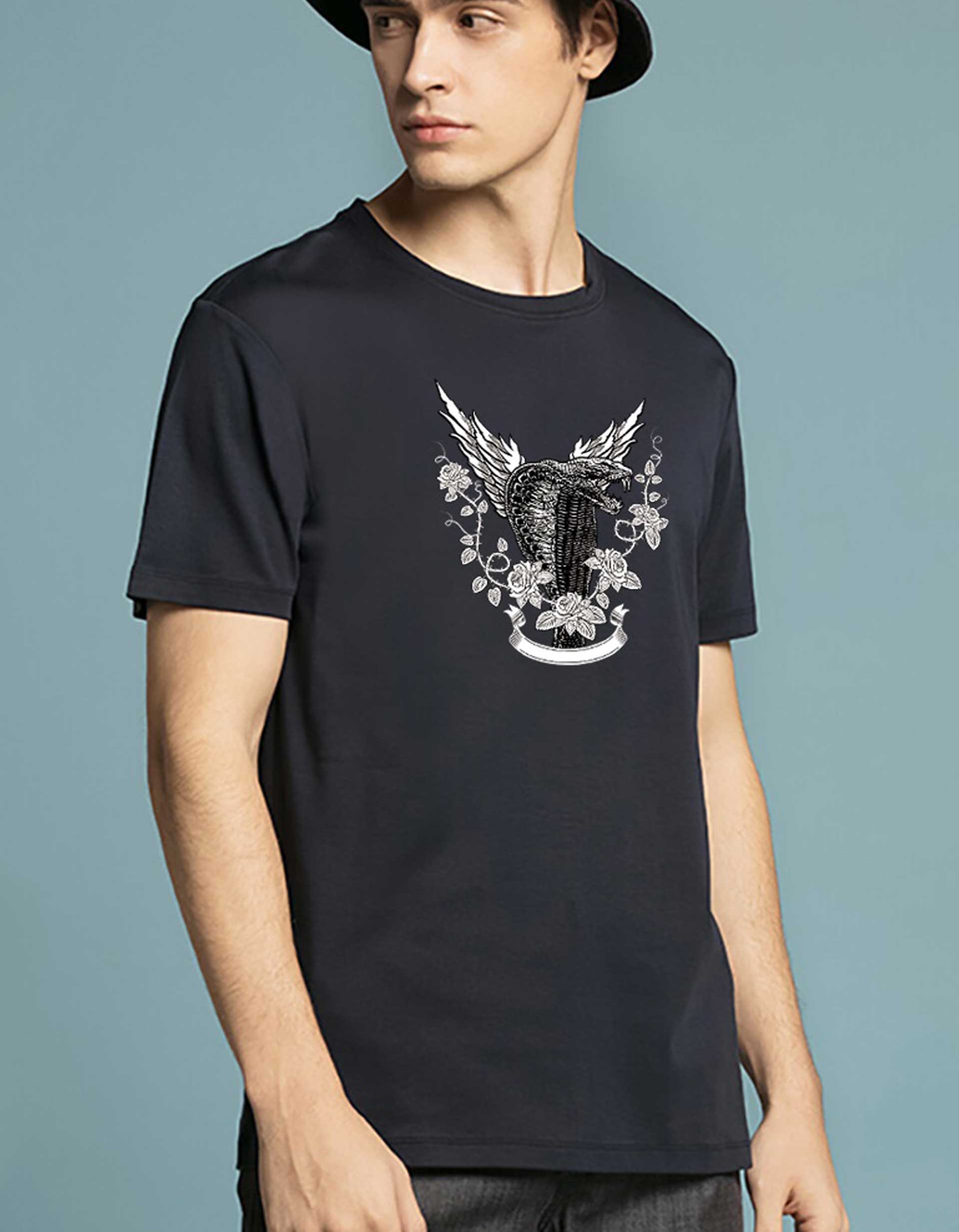 Snake With Wings Printed T-Shirt for Men