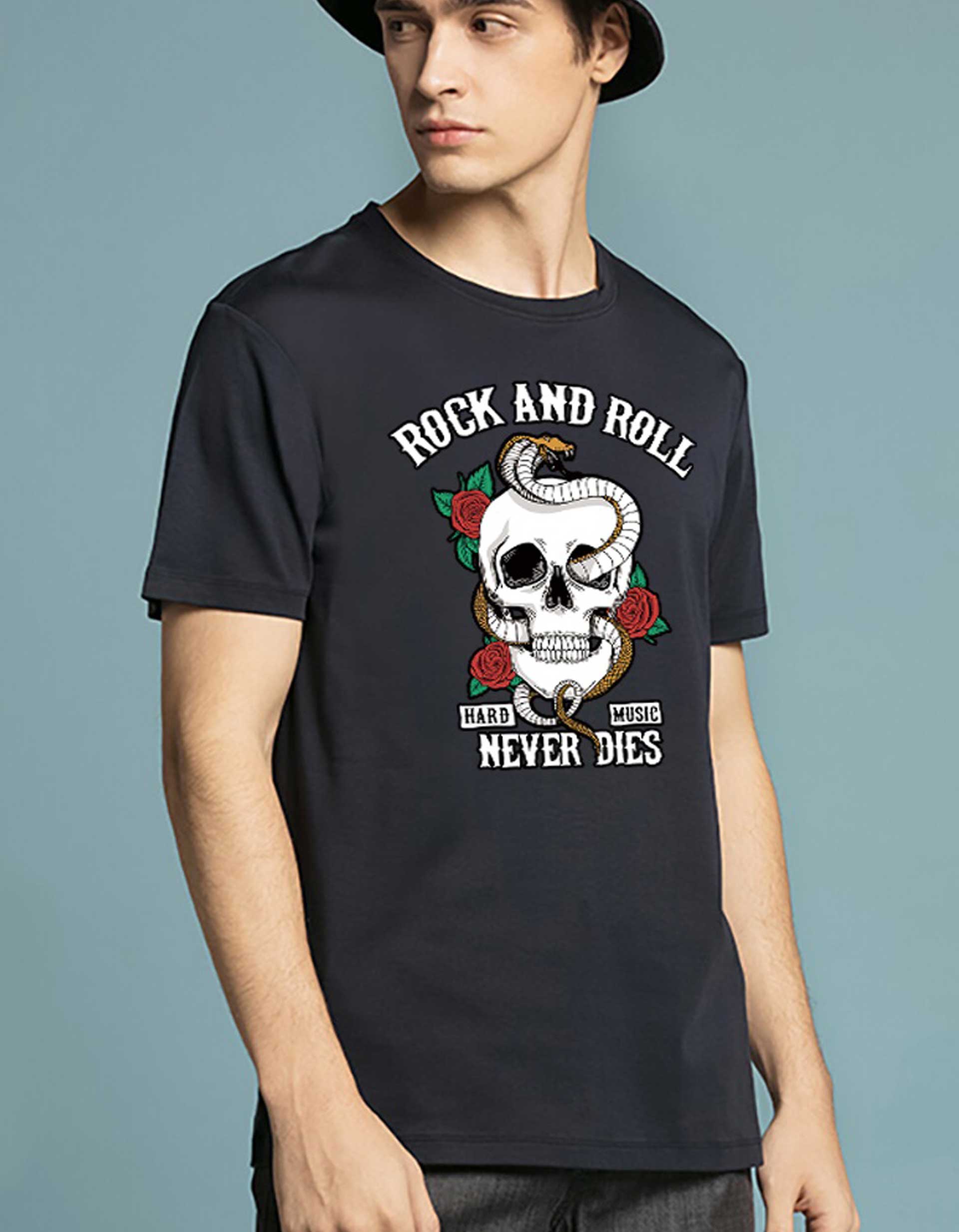 Snake With Skull Printed T-Shirt For Men