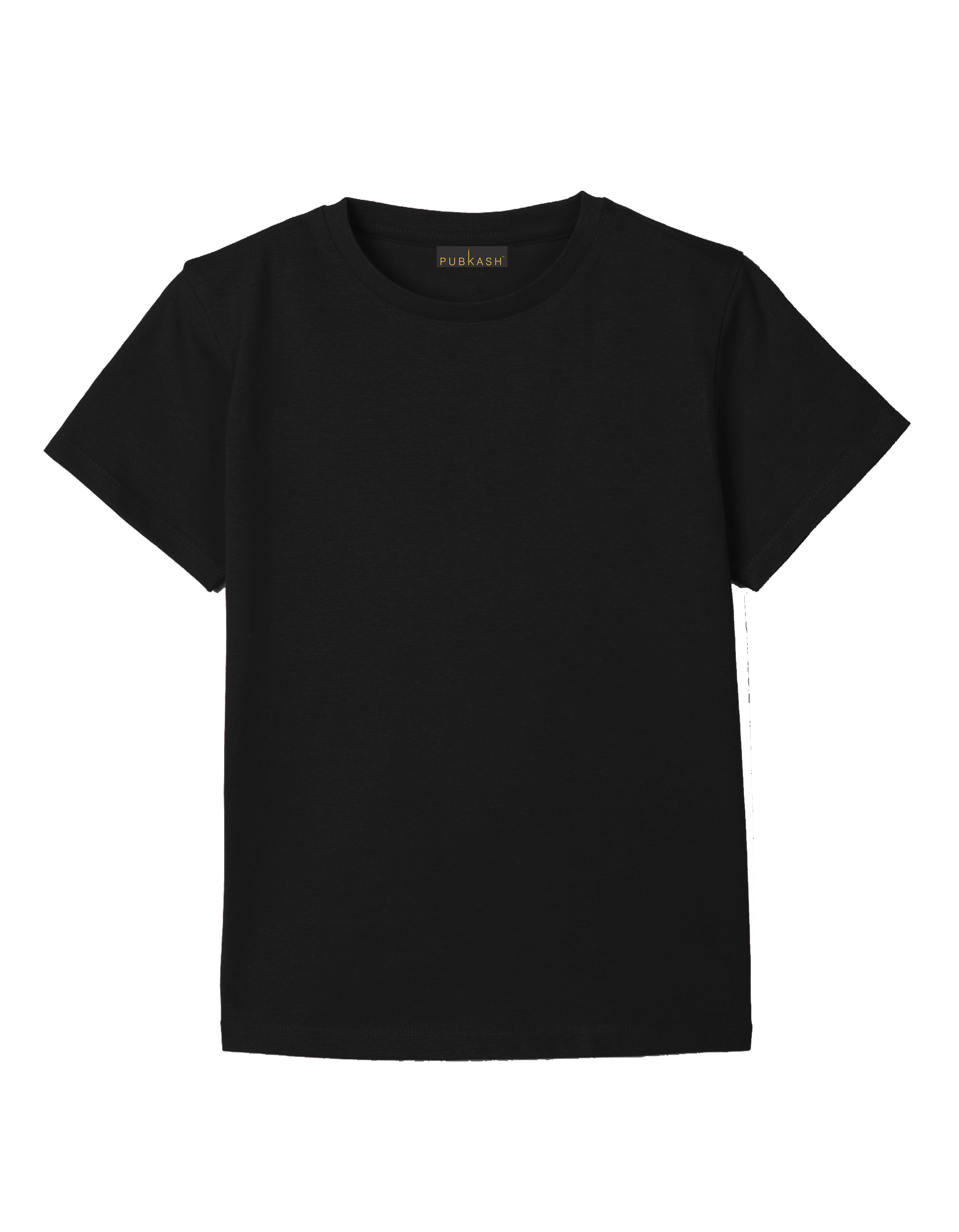 Kids Black Plain T-Shirt