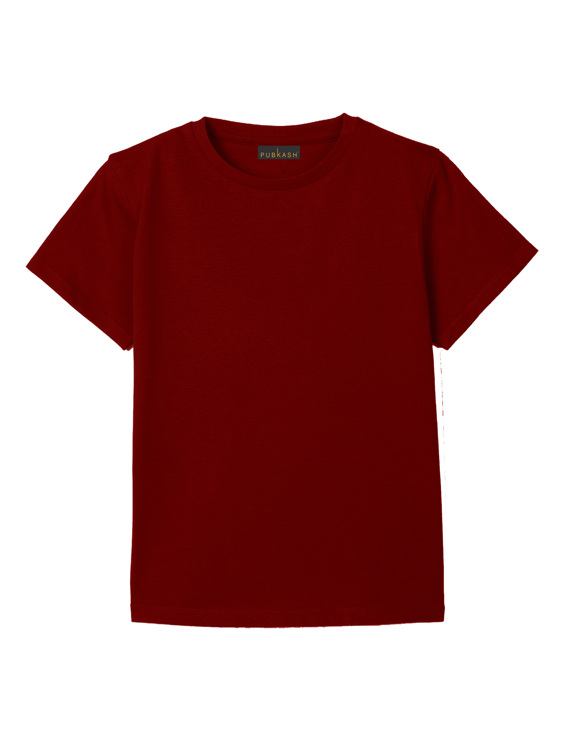 Kids Maroon Plain T-Shirt