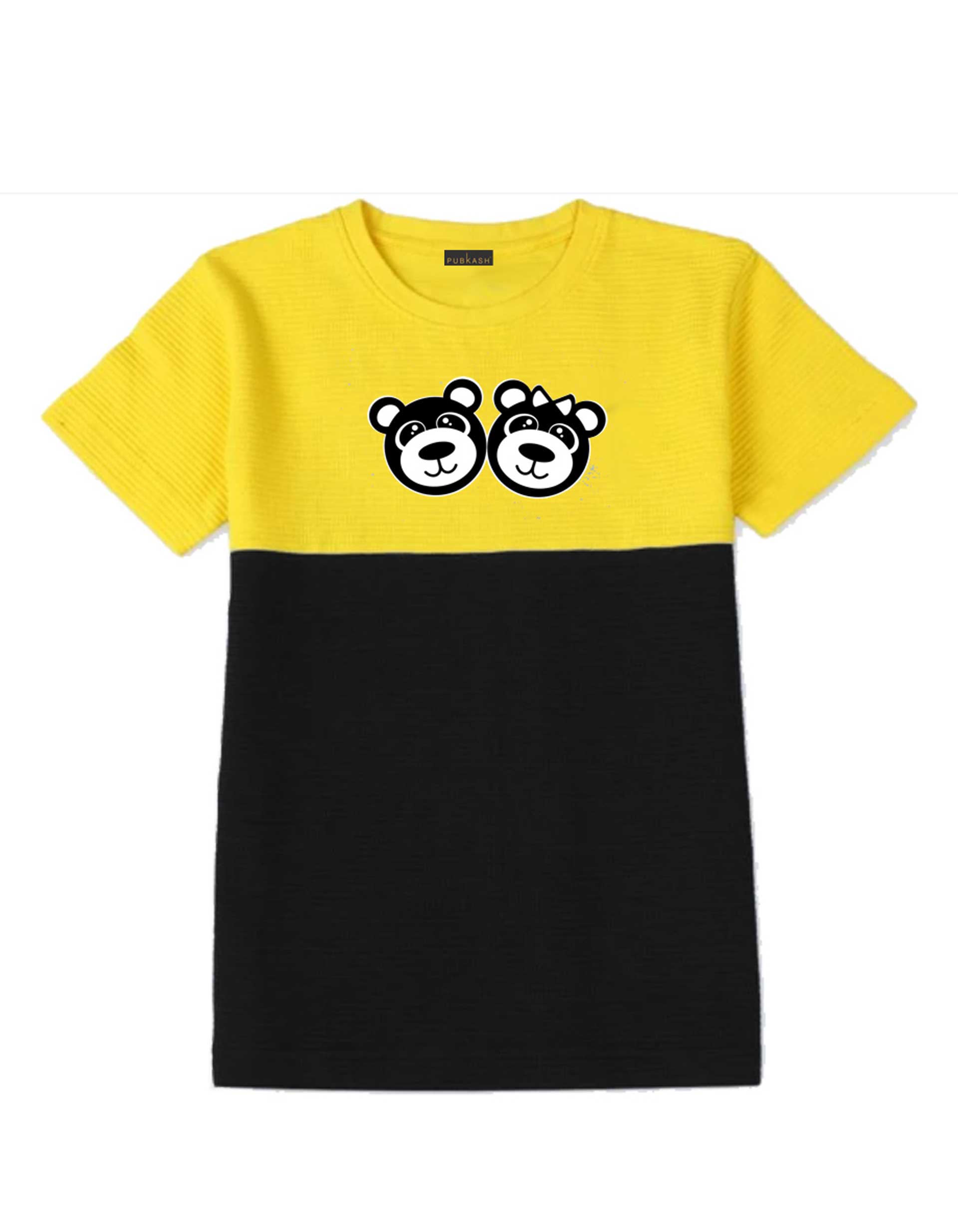 Yellow & Black Panda Printed T-Shirt