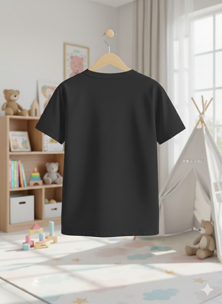 Premium Black Kids Plain T-Shirt (Unisex) - Image 2