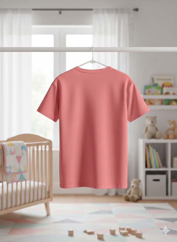 Premium Peach Kids Plain T-Shirt (Unisex) – Soft Cotton Casual Wear - Image 2