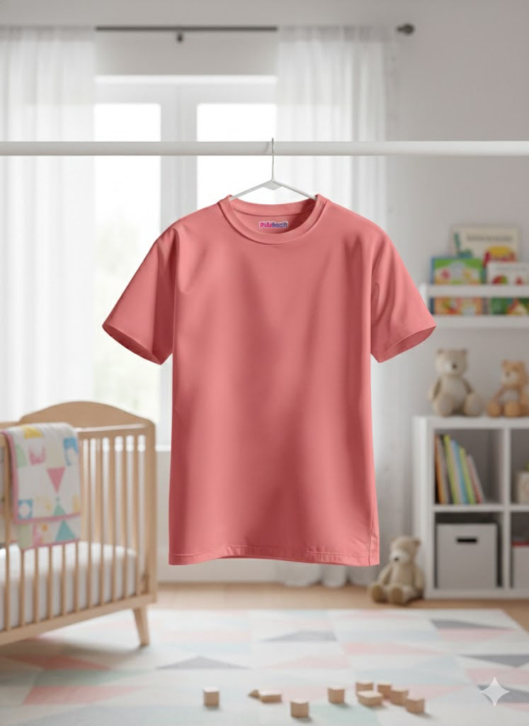 peach plain tshirt for kids
