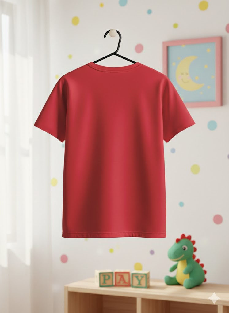 Premium Red Kids Plain T-Shirt (Unisex) – Breathable Cotton Fabric - Image 2