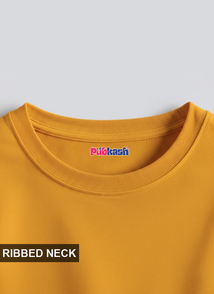 Yellow Cotton T-Shirt for Kids | Solid Round Neck Casual Wear - Image 3